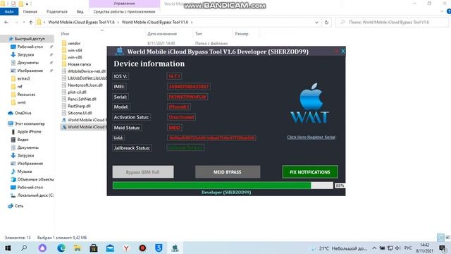 iPhone 6S ios 14.7.1 icloud bypass Done By WMT icloud Bypass Tool V1.6 смотреть онлайн