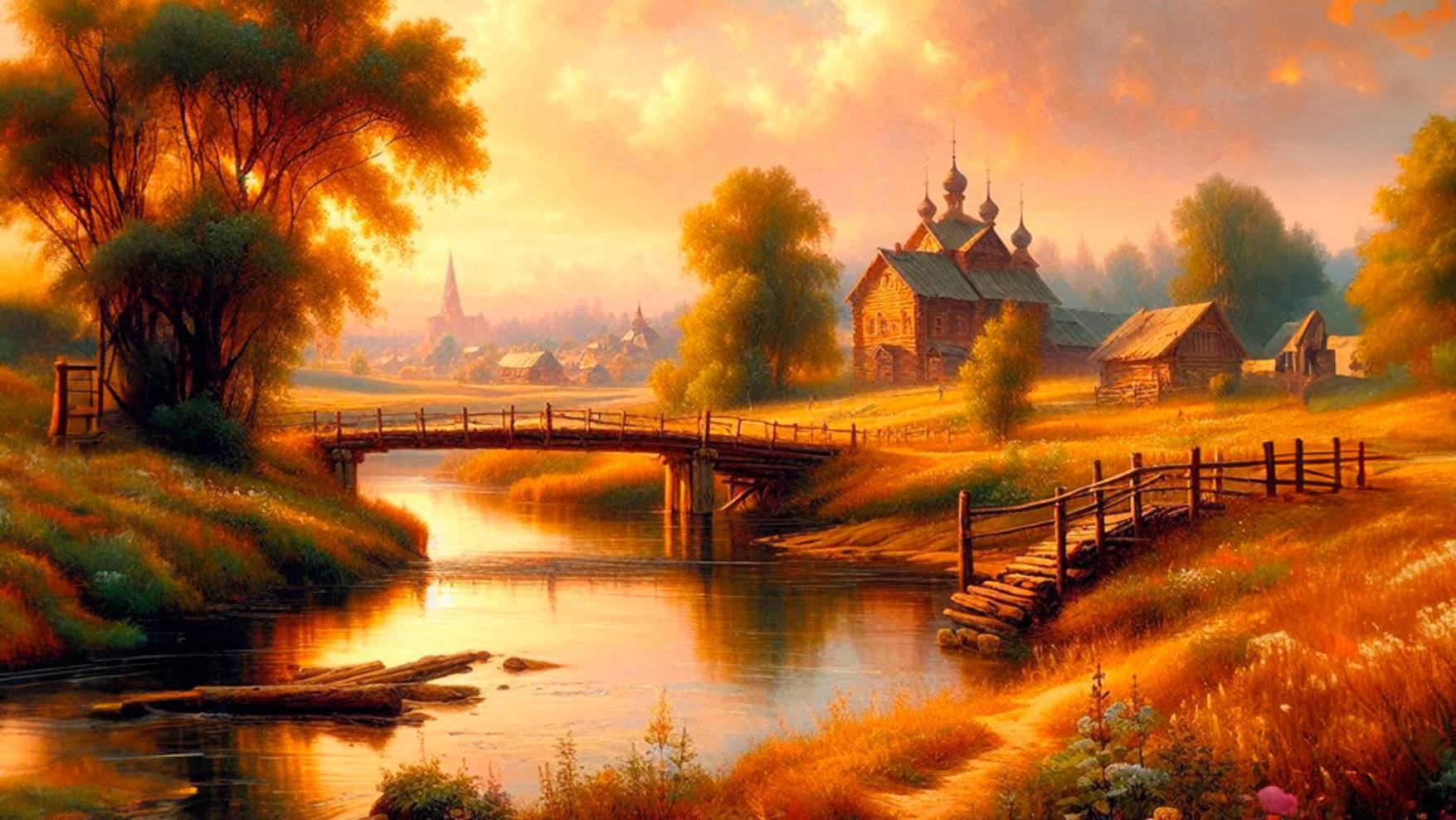 Фантазия на тему пейзажей Поленова В.Д. создана Copilot (вторым пилотом)