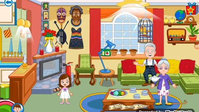 My Town дом бабушки и дедушки Полина и Каролина приехали к ним в гости игра как мультик