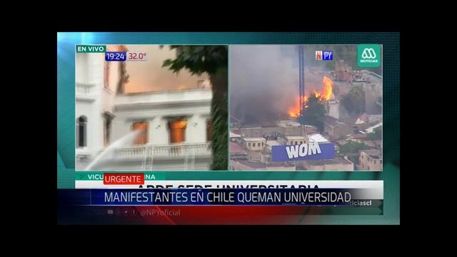 Manifestantes queman histórica universidad de Chile смотреть онлайн