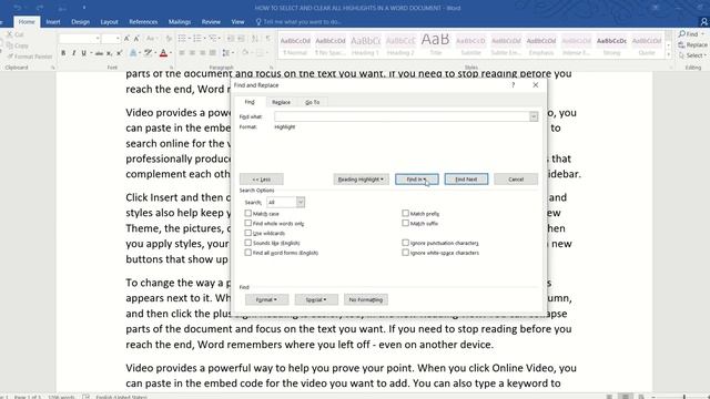 How to select and remove all highlights in a Word document смотреть онлайн