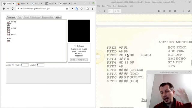 Test program for Apple 1 computer (1976) disassembled and explained смотреть онлайн