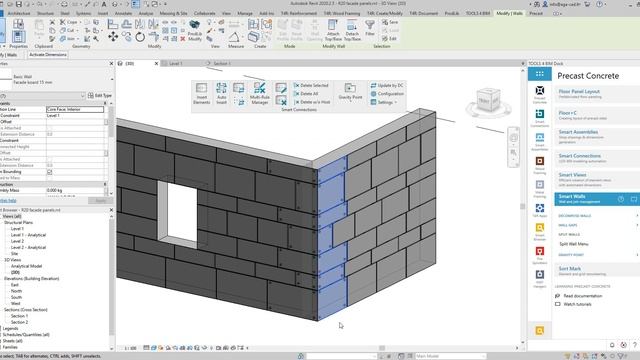 How to split a facade wall into panels, insert connections, and create drawings in Revit смотреть онлайн