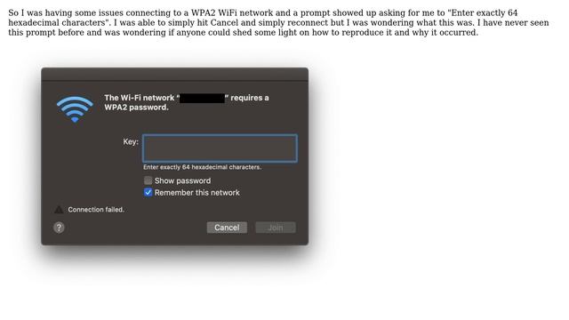 Apple: "Enter exactly 64 heaxdecimal characters" for WiFi Password смотреть онлайн