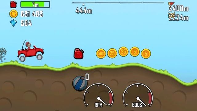 Hill Climb Racing - Climber Car Jeep Speedrun Gameplay - 100m Vs 5000m