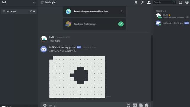 Bad Apple but on a single Discord message but it's actually done via a bot смотреть онлайн