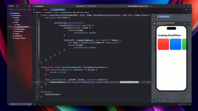 SwiftUI: Infinite Looping ScrollView - iOS 17 - Xcode 15 смотреть онлайн