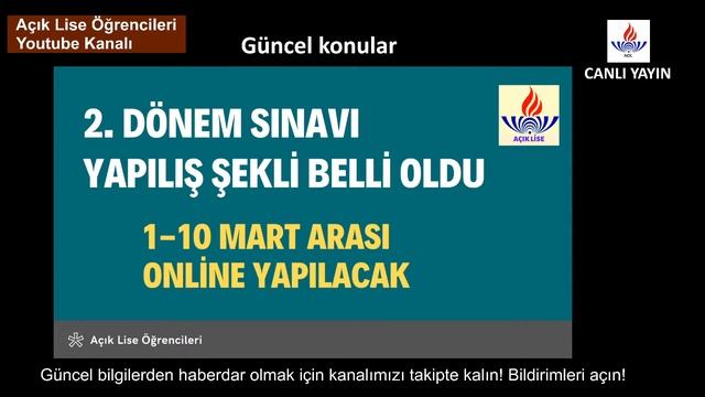 2. Dönem Sınavı 1-10 Mart Arası Online Yapılacak! (Canlı Yayın) смотреть онлайн
