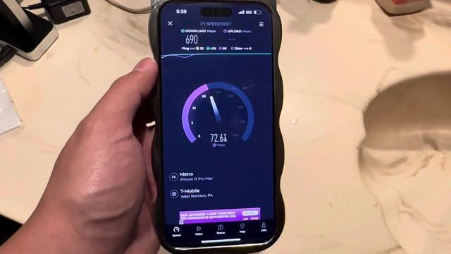 MetrobyT-Mobile 5GUC SpeedTest on The Titanium White ￼iPhone15 Pro смотреть онлайн