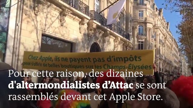 Apple Store : manifestation contre le nouveau magasin à Paris смотреть онлайн
