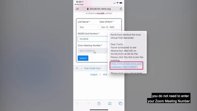 NEMS Virtual Visits - Setting Up Zoom on an iPhone via Text/SMS Link (English) смотреть онлайн