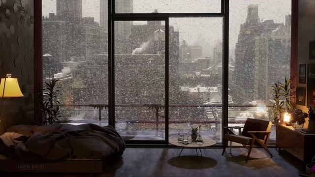 NYC Heavy Snowfall In A Cozy Apartment Non-Christmas Version 4K 60FPS смотреть онлайн