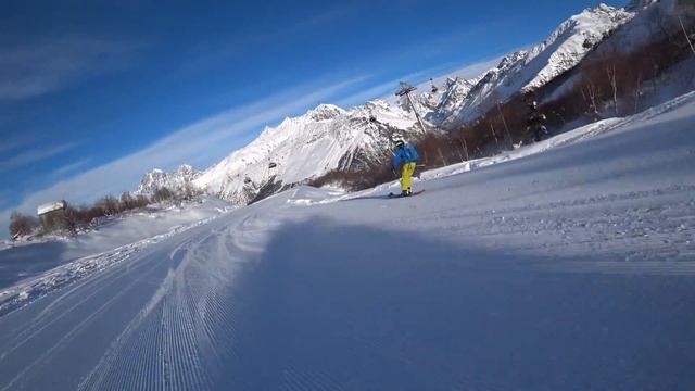 Georgia Svaneti - a new ski resort Tetnuldi, 1/2 ski piste смотреть онлайн