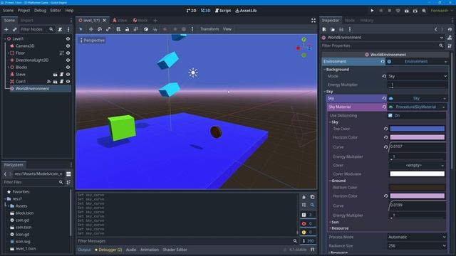 Godot 4 3D Platformer Lesson #8: Adding Materials & Sky Environment