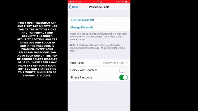 HOW TO DISABLE OR ADJUST THE AUTO LOCK TIME IN TELEGRAM APP (IOS) смотреть онлайн