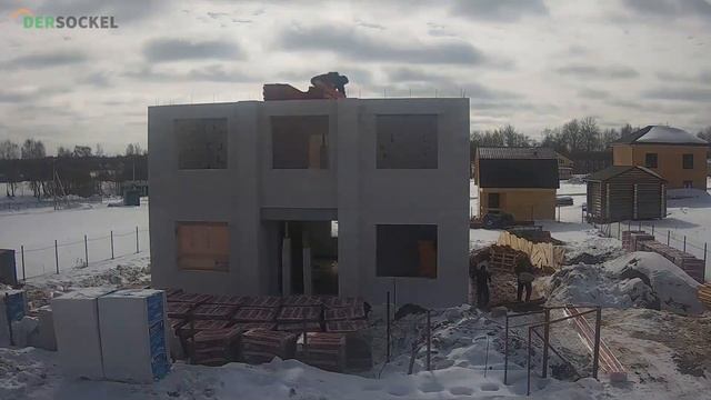 Строительство двухэтажного дома из газобетона с фасадом из облицовочного кирпича. Истра. смотреть онлайн