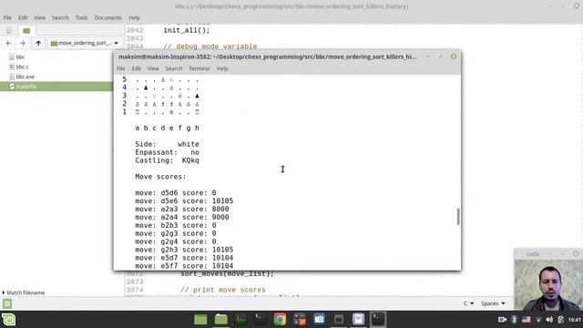 57-Bitboard CHESS ENGINE in C sorting KILLER & HISTORY moves смотреть онлайн