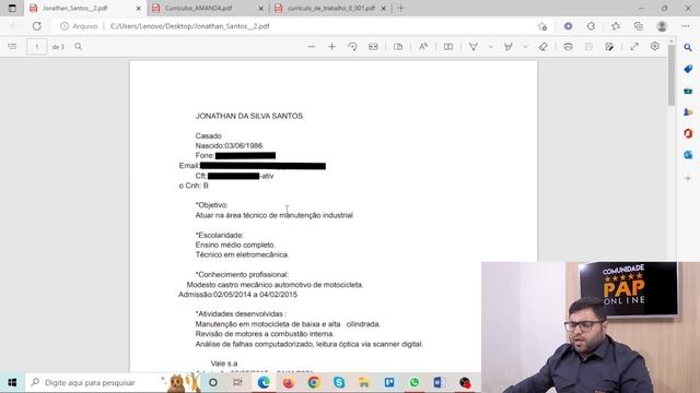 ANÁLISE DE CURRÍCULO - JONATHAN DA SILVA, AMANDA SILVA, WELLINGTON FERREIRA смотреть онлайн