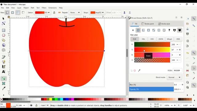 How to Create an Apple in Inkscape. Vector Drawing. Vector tracing. Illustration. смотреть онлайн