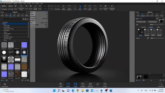 KeyShot Realistic Tire Rendering, Shading, Texturing ( Free 3D Model )