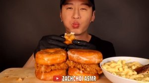 ASMR KFC FRIED CHICKEN & DONUT SANDWICHES & MAC N CHEESE MUKBANG (No Talking) EATING SOUNDS