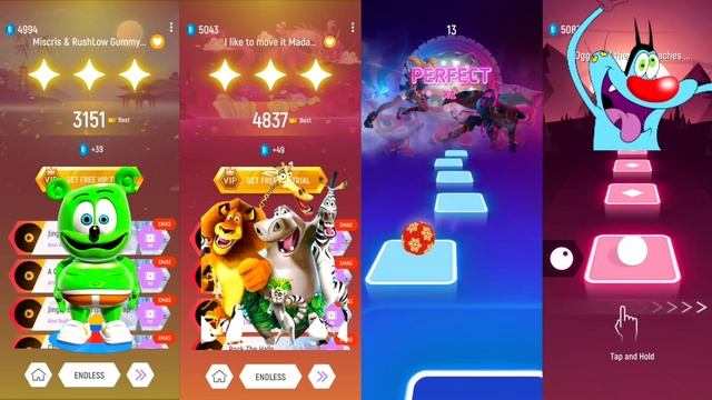 Gummy Bear - Madagascar - Rad Cat - Oggy And The Cockroach || Tiles Hop Music #gummybear #radcat смотреть онлайн