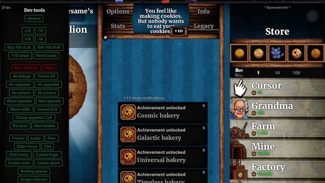 Cookie clicker debug menu (hack) смотреть онлайн