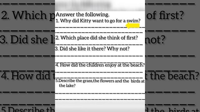 Class 1 Chapter 8 Kitty Wants To Swim | English | Question Answer | Kidslearning Video | Educationa