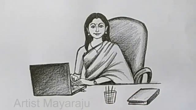 businessman sitting in her office drawing / lady businessman drawing / women businessman drawing смотреть онлайн