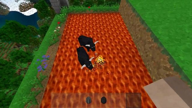 Animals Fight Jaguar Vs Black Cow Color, Giant Lava Pit - Minecraft