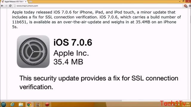 iOS 7.0.6 Update смотреть онлайн