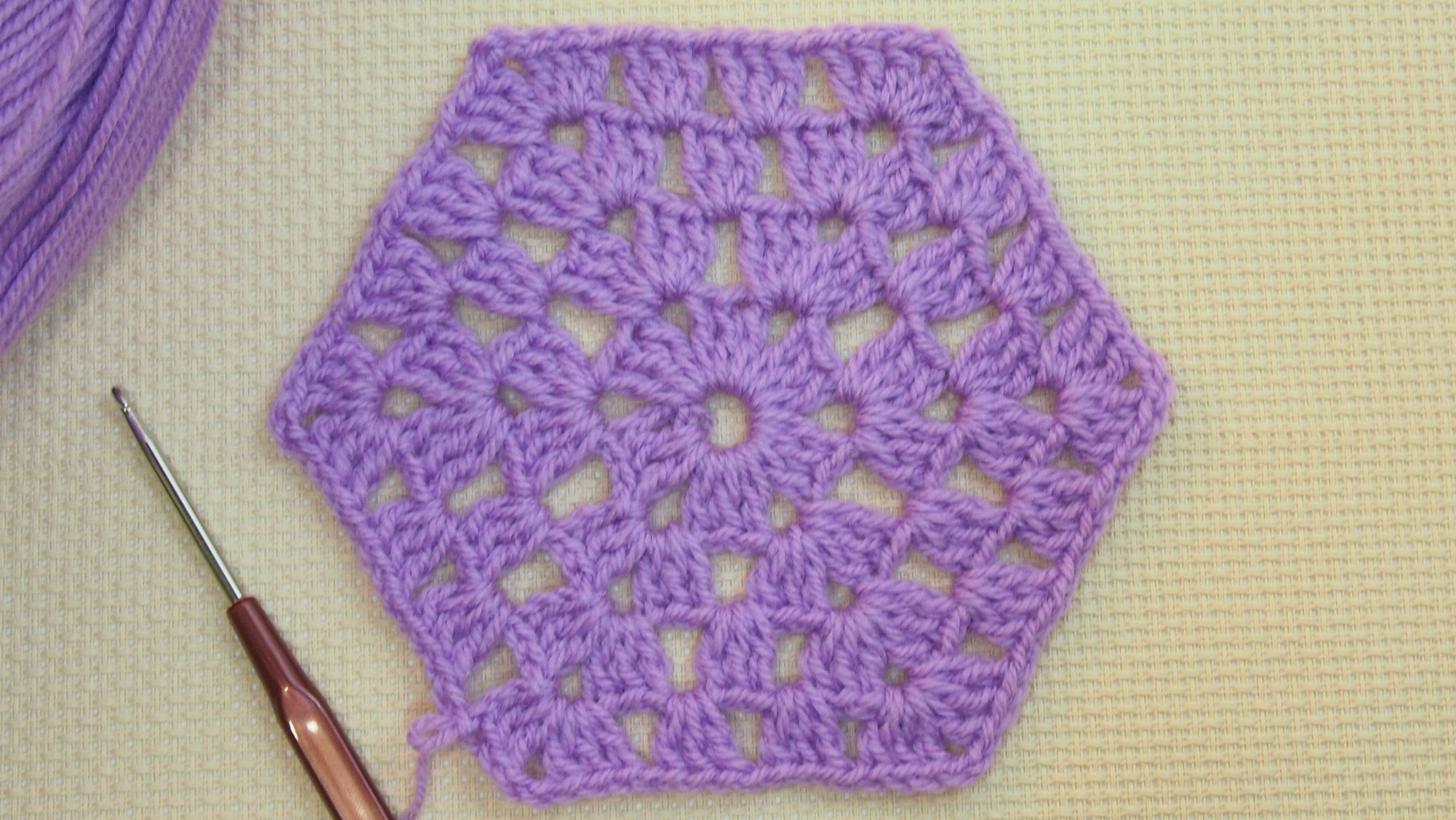 Шестиугольный мотив крючком. Как связать шестиугольник. Вязание для начинающих*crochet motif Урок 44 смотреть онлайн