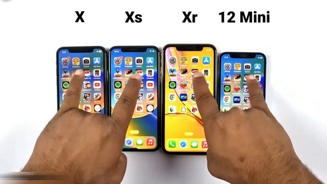 iPhone X Vs iPhone Xs Vs iPhone Xr Vs iPhone 12 Mini | SPEED TEST смотреть онлайн