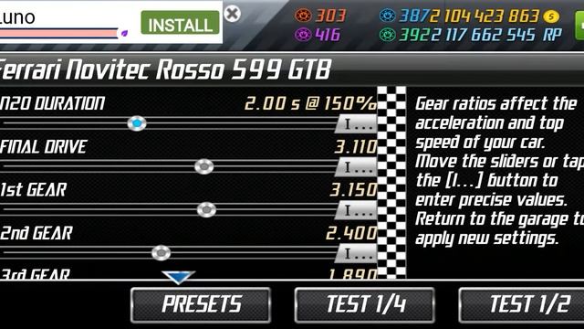 Drag racing game level 6, Ferrari Novitec Rosso 1/2 mile setting by Yanz Nitrous смотреть онлайн
