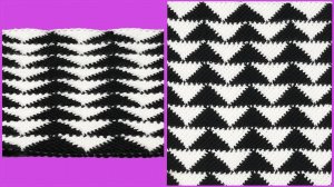 Узор "треугольники" тунисским крючком. Мастер класс вязания крючком.