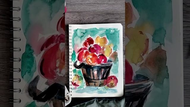 Apples in basket/Water color смотреть онлайн