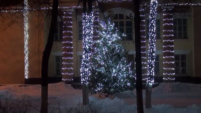 Ночной зимний парк в пос.Коцюбинское (Коцюбинське)