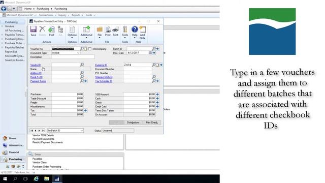 Assigning Vouchers by Vendor Checkbook ID (For GP 2013-2016) смотреть онлайн