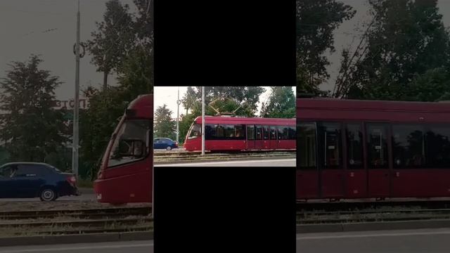 Трамвай БКМ 845 следует по маршруту №3 в Казани #трамвай #tram #транспорт #transport #автобус #bus