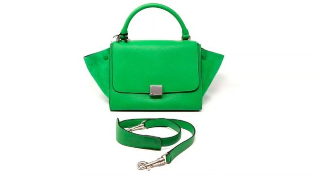 Celine Green Leather And Suede Trapeze Small Tote смотреть онлайн