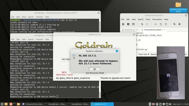 Goldra1n BETA For Linux Jailbreak & Activation Lock Bypass For IOS 16 ~ 16.2