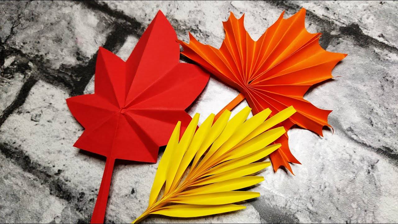 3 ИДЕИ осенних ЛИСТЬЕВ из бумаги. Оригами. смотреть онлайн