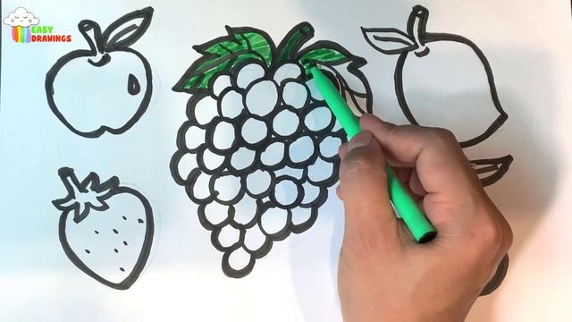 Learn FRUITS , Painting and Colouring for Kids & Toddlers #apple #banana #strawberry #orange #grape смотреть онлайн