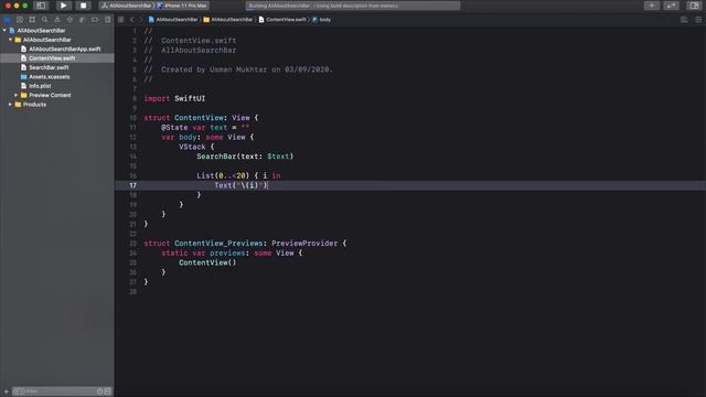 How to Build a Search Bar For List & Grid with Filtering in SwiftUI 2.0 | by Usman смотреть онлайн