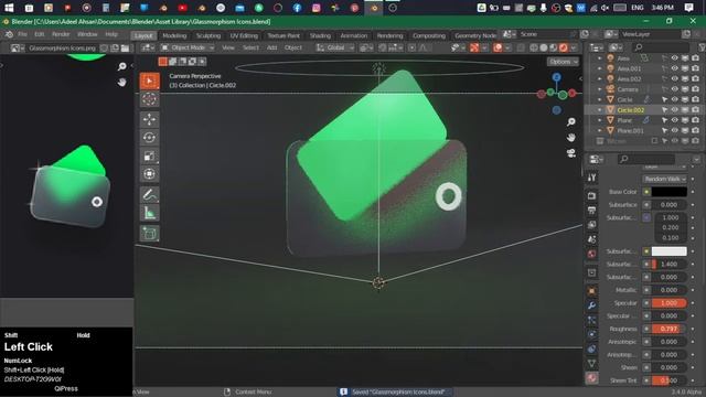 3D Wallet Glassmorphism Icon | Blender 3 4