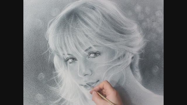 Speed drawing portrait of Charlize Theron a dry brush time-lapse video. Etude #9 смотреть онлайн