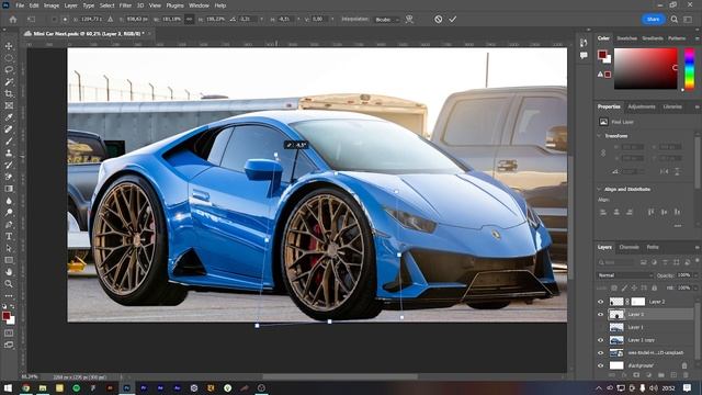 Turning A Lamborghini Huracan into mini car on Photoshop смотреть онлайн