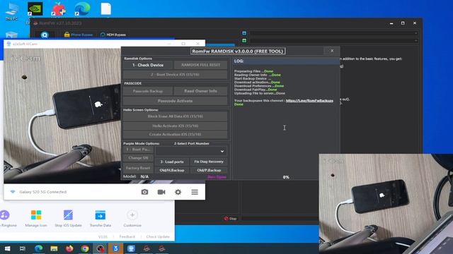 تخطي ICloud وتشغيل الشبكة لجهاز IPhone X باستخدام أداة RomFw