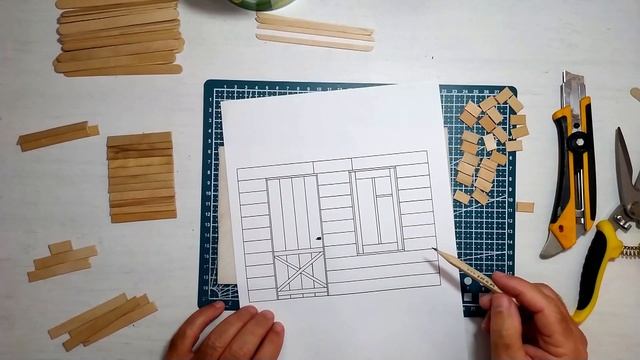 Домик из деревянных палочек. DIY. 4 УРОК. смотреть онлайн
