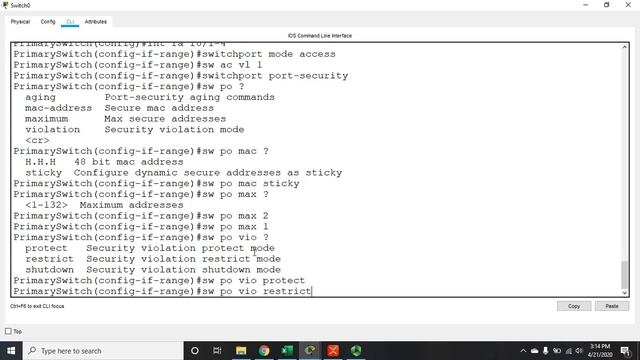 Configuring Port Security on a Cisco Switch смотреть онлайн